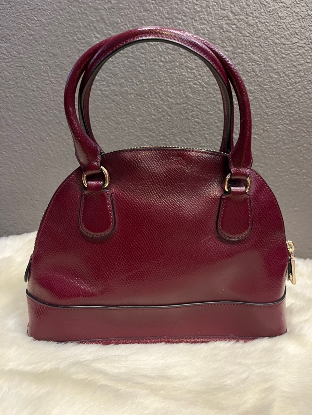 Coach Burgundy Pebbled Leather Dome Satchel with Gold Hardware - Picture 2 of 6